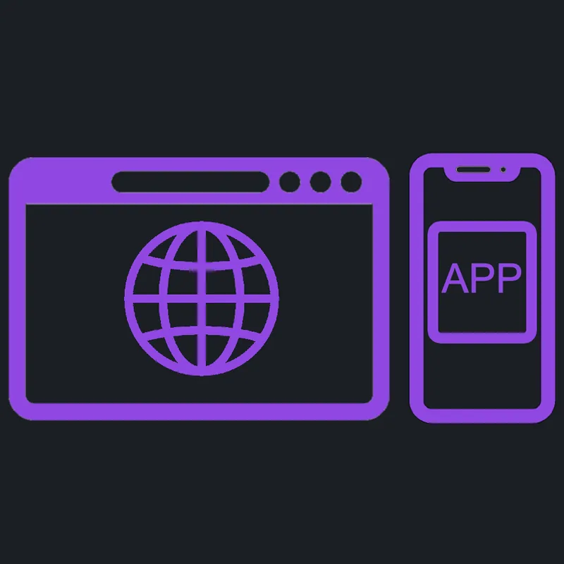 Browser and phone icons representing Versite custom software